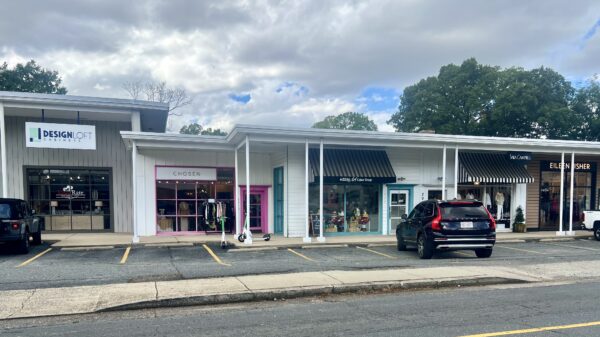 Exterior of shopping center in Charlotte, North Carolina.
