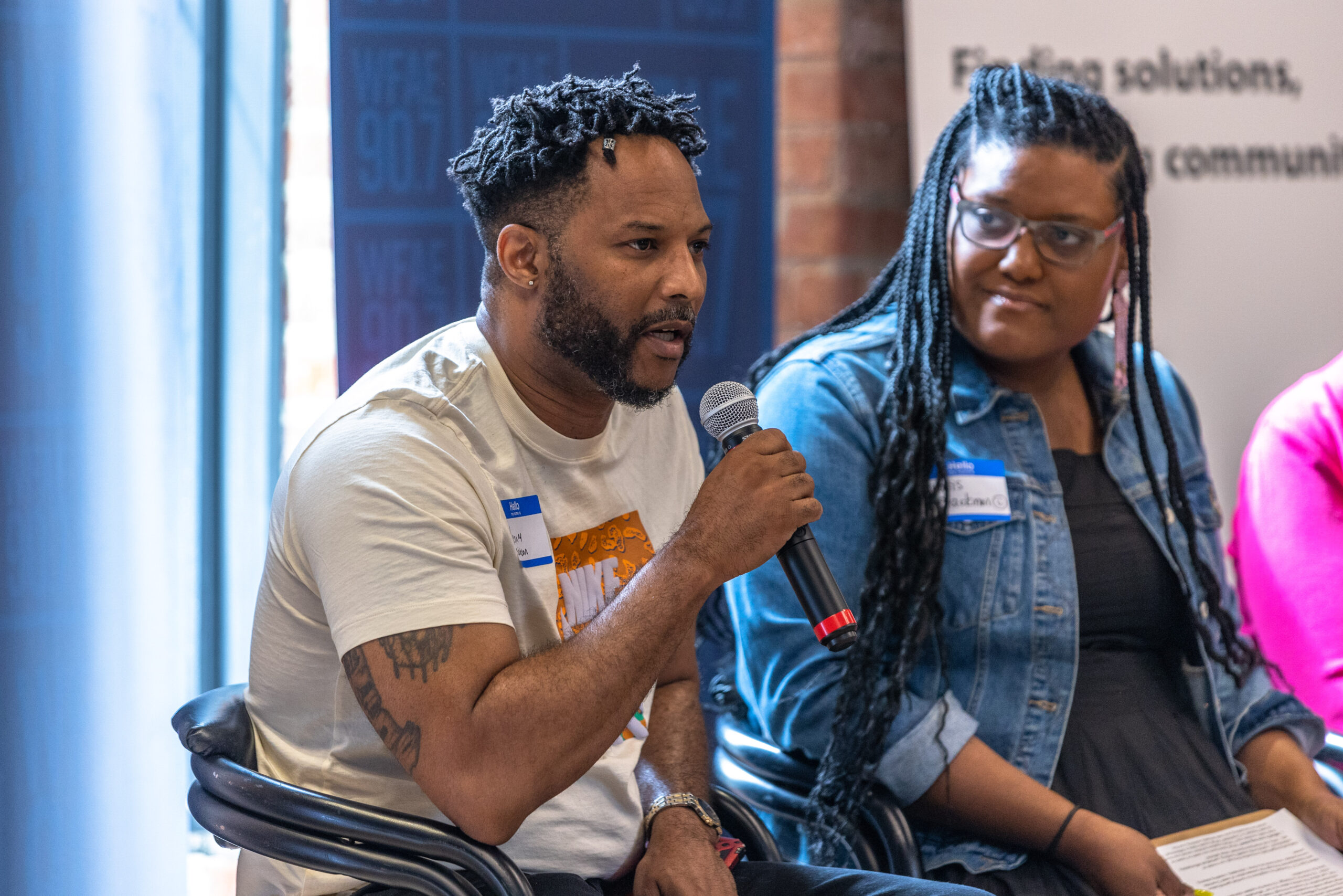 Kenny Robinson, of Freedom Fighting Missionaries, participates in the Innovation In Affordable Housing panel discussion at Charlotte Journalism Collective’s Affordable Housing Impact Summit, held at WFAE Center for Civic & Community Engagement in Charlotte on May 18, 2023.