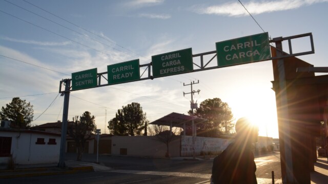 At sunset everyday, citizens of both cities can be seen filing through the pedestrian checkpoint. Agua Prieta border crossing.