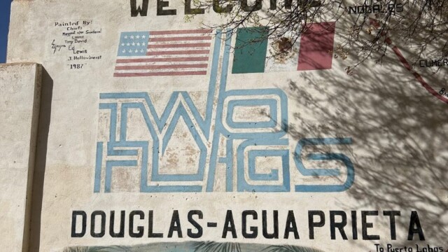 The two cities have a symbiotic relationship where both support each other, as seen in this mural in Douglas, Arizona.